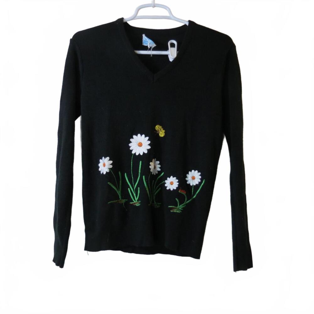 LeRoy Knitwear Size Small Floral Daisy Sweater